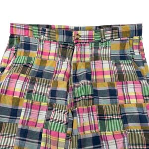 Siegfried Vintage Patchwork Madras Shorts Mens 36 Multicolor Plaid Cotton Retro